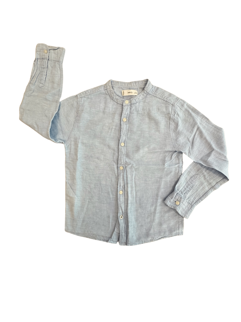 Hemd Rundhals Leinen hellblau Gr.128 | MNG