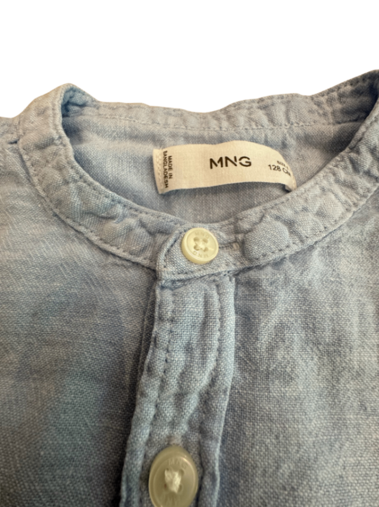 Hemd Rundhals Leinen hellblau Gr.128 | MNG