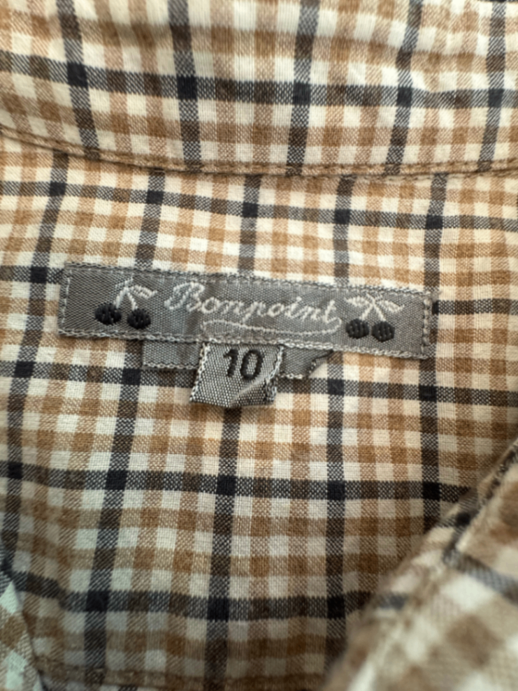 Hemd beige-braunes Karomuster Gr.10 | Bonpoint
