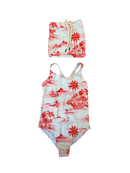 Badeanzug Weiß und Rot Gr.128 | AO76