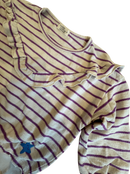 Langarmshirt Beige mit lila Streifen Gr.98 | Little Cozmo