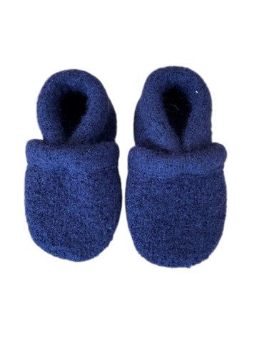 Hausschuh baby Mod. "Lorenz uni" Wolle blau Gr.19 | Haflinger
