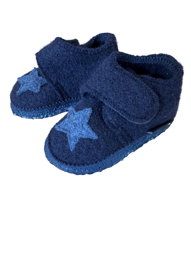 Hausschuhe Babyschuhe „Stern“ dunkelblau Gr.19 | Nanga