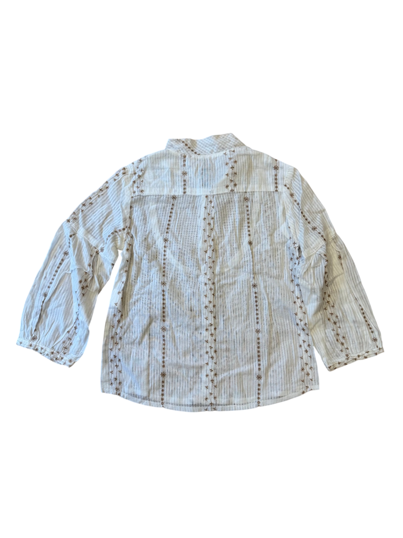 Bluse Beige/Weiß mit stickereien Gr. | ZARA