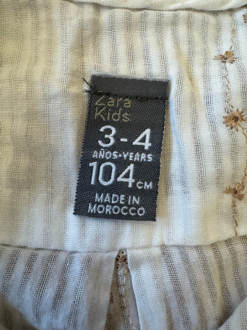 Bluse Beige/Weiß mit stickereien Gr. | ZARA