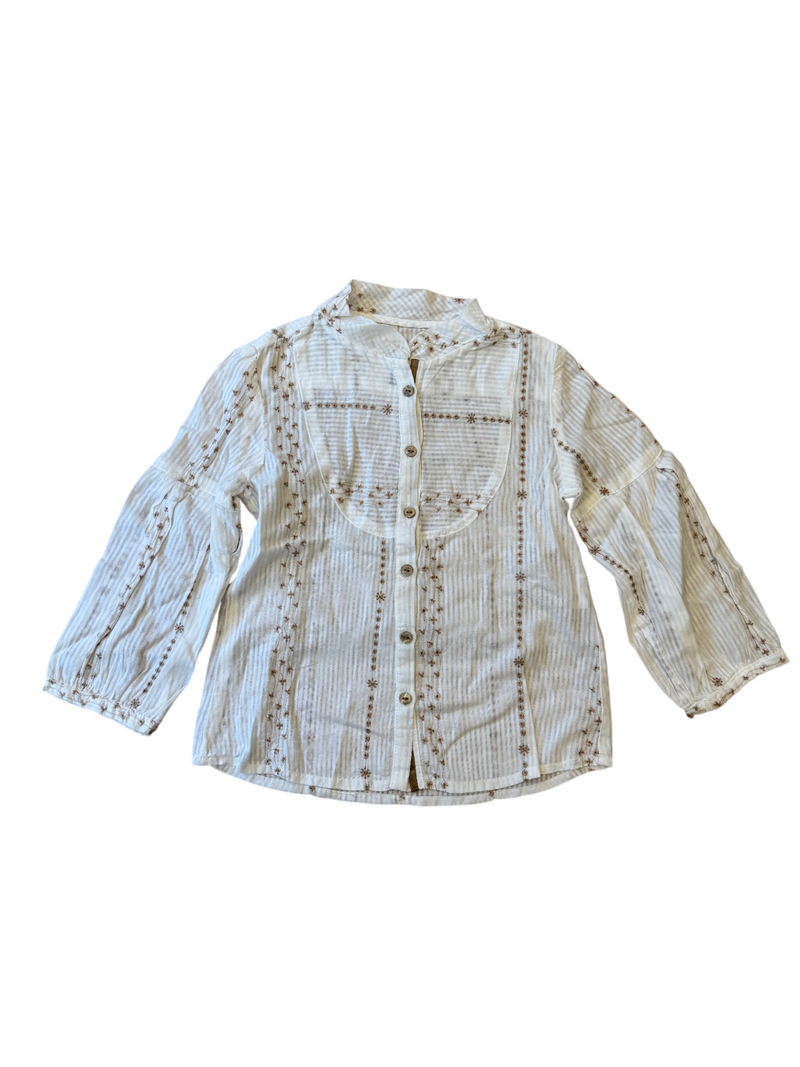 Bluse Beige/Weiß mit stickereien Gr. | ZARA