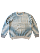 Pullover creme-türkis gestreift 100% Kaschmir Gr.128/134 | Lüttenwohl Kaschmir