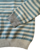 Pullover creme-türkis gestreift 100% Kaschmir Gr.128/134 | Lüttenwohl Kaschmir