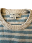 Pullover creme-türkis gestreift 100% Kaschmir Gr.128/134 | Lüttenwohl Kaschmir