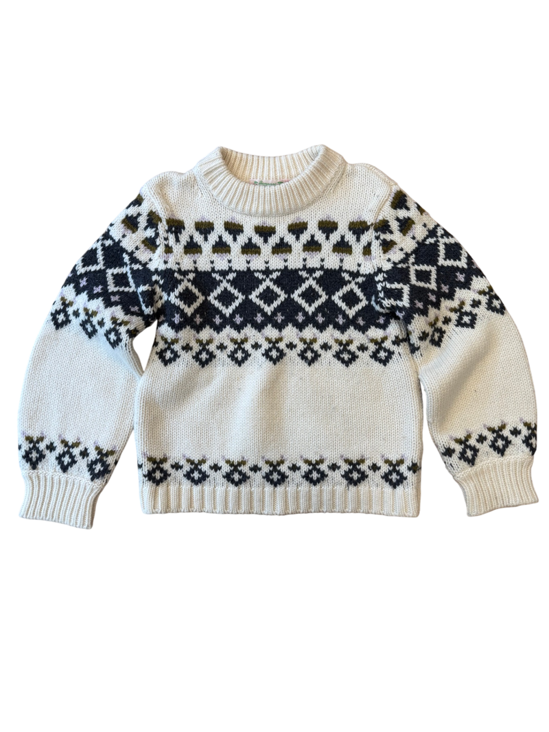 Pullover im Norweger-Stil Weiß, Schwarz Gr.10 | Bonpoint