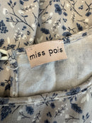 Bluse Beige mit blauem Blumendruck Gr. | Miss Puff