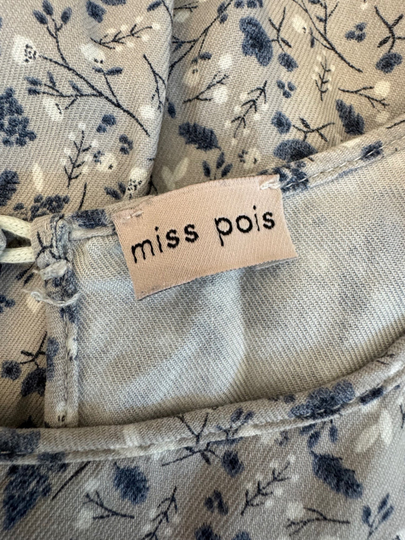 Bluse Beige mit blauem Blumendruck Gr. | Miss Puff