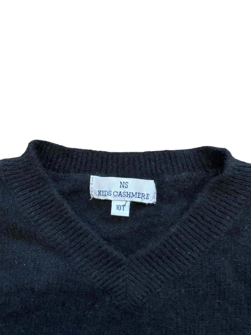 Pullover V-Neck Grau 100% Kaschmir Gr.10 | NS Kids Cashmere
