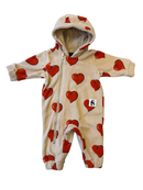 fleece Onesie Beige mit roten Herzen Gr.62 | mini rodini