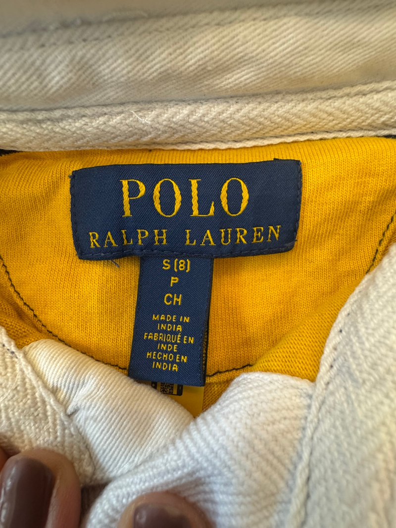 Polo-Shirt langarm Blockstreifen Gelb und Marineblau Gr.128 | Polo Ralph Lauren