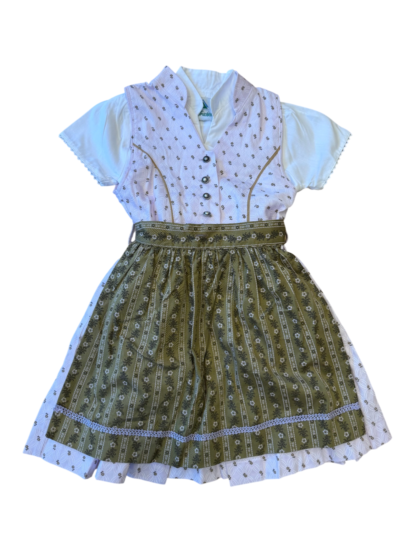 Dirndl mit Bluse Rosa, Olivgrün, Gr.92 | Isar Trachten