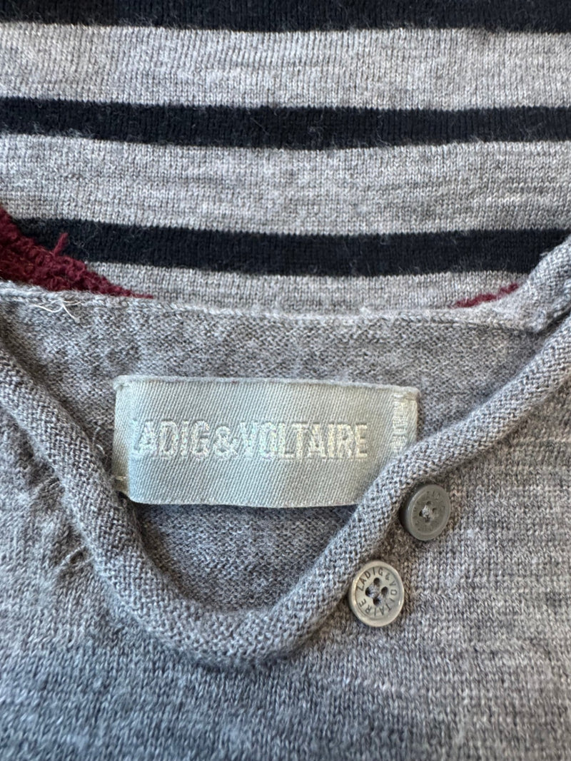 Pullover Grau mit schwarzen Streifen Gr.6 | Zadig & Voltaire