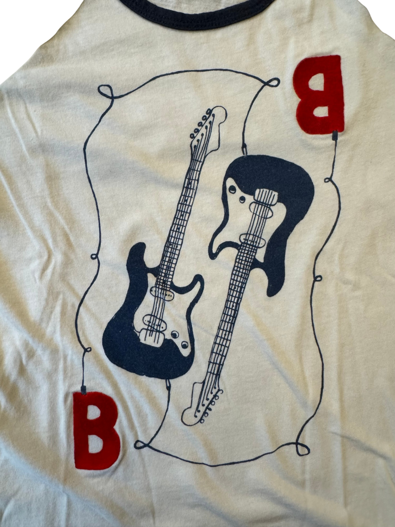 Langarmshirt Beige mit Gitarren-Motiv Gr.6 | Bonpoint