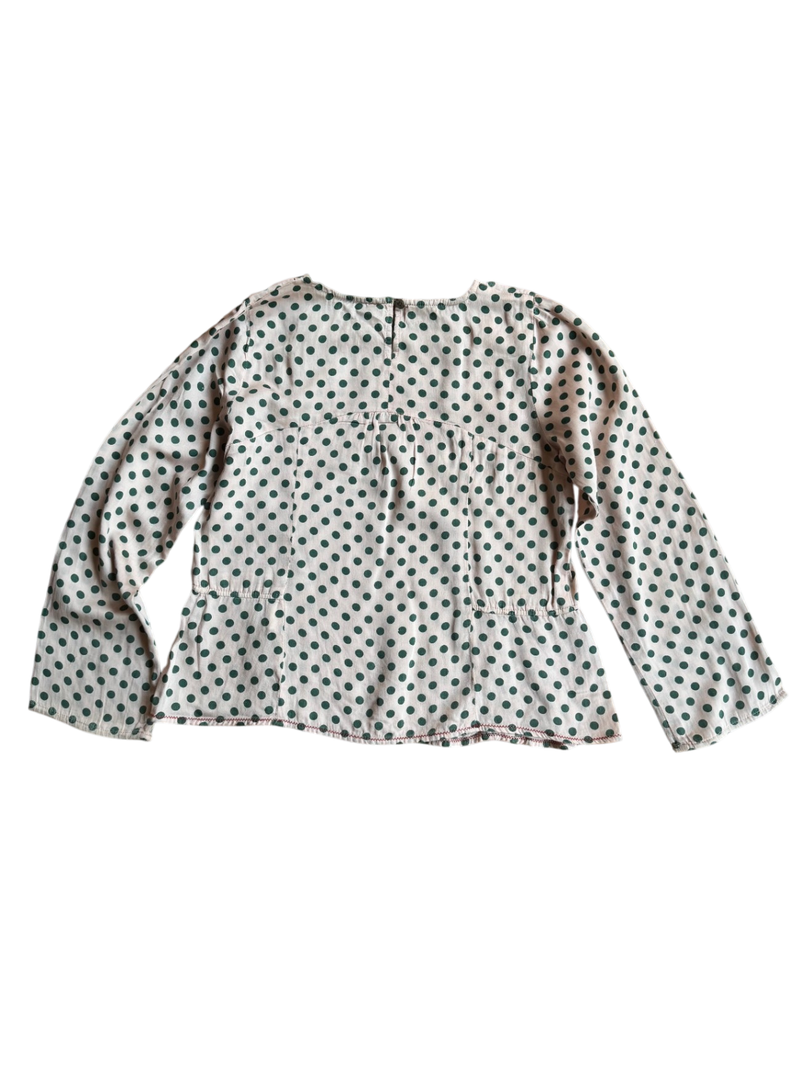 Bluse Beige mit grünen Punkten Gr.128 | Bellerose