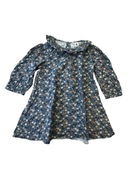 Kleid blaugrau mit Blümchen Gr.92 | Petit Bateau