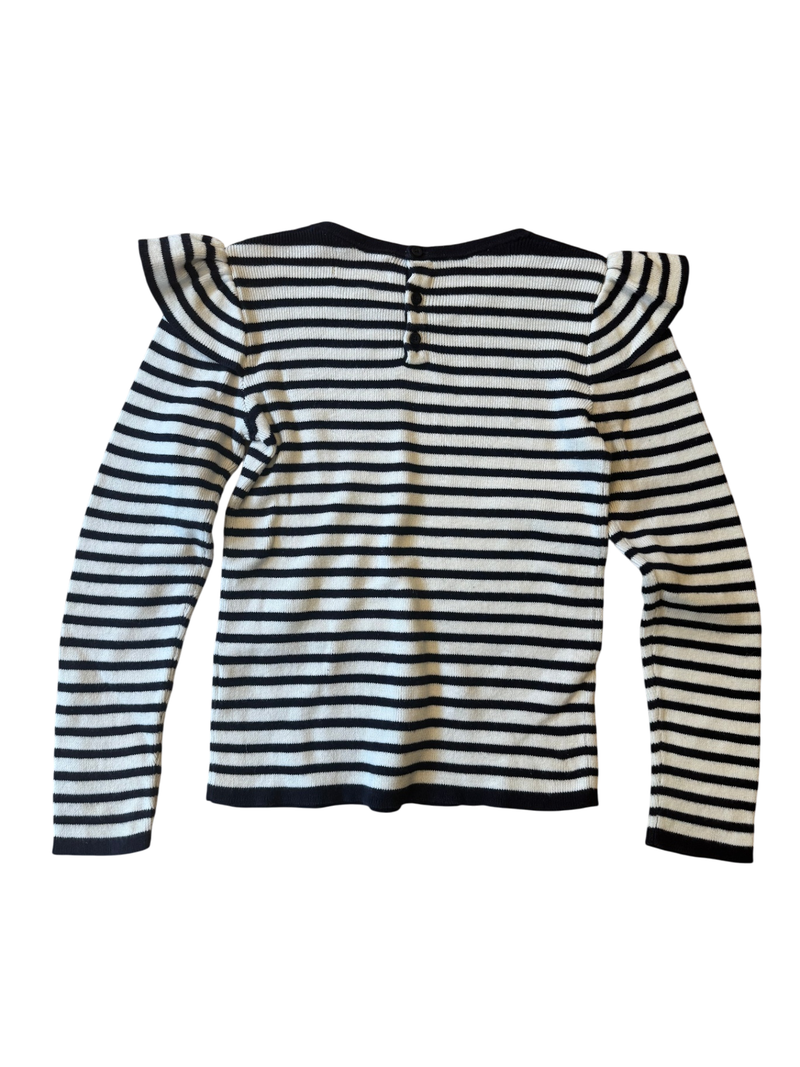 Pullover mit Rüschen Beige/Blau gestreift Gr.116 | Polo Ralph Lauren