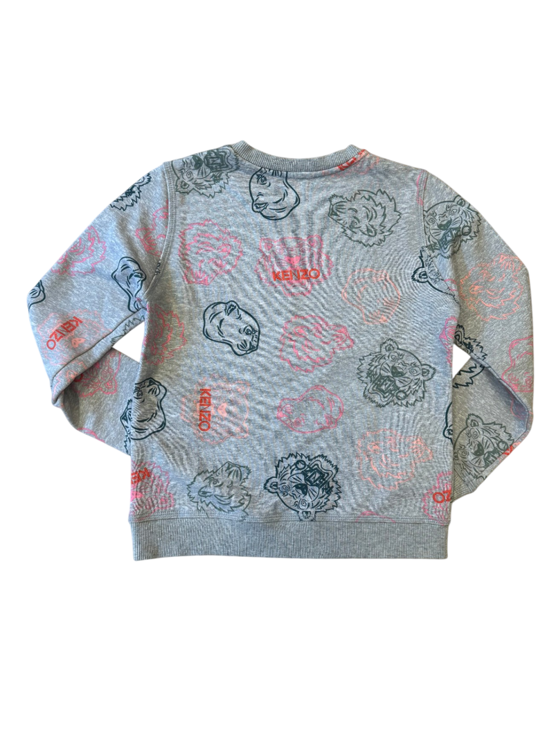 Sweatshirt Grau mit bunten Tigerköpfen Gr.134/140 | Kenzo Kids