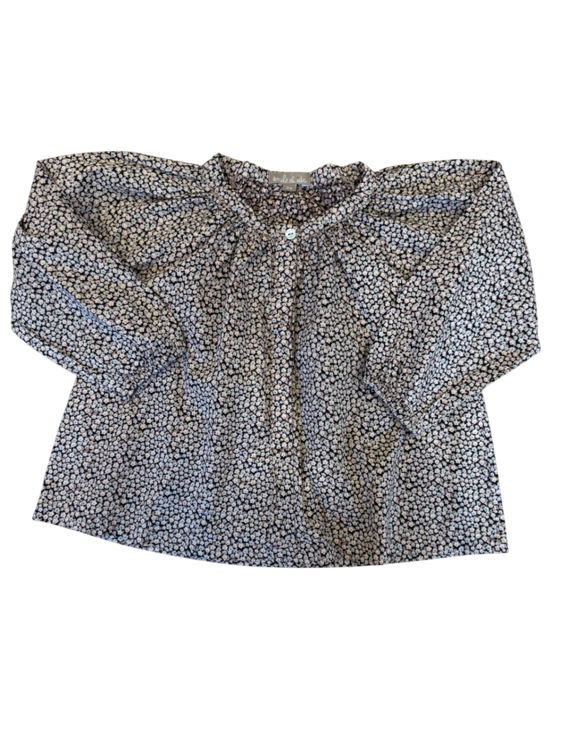 Bluse Mädchen Dunkel mit Blumenprint Gr.2 | Bonpoint