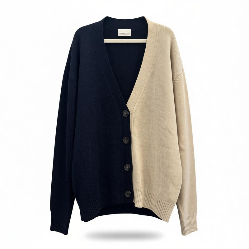 Cardigan "Sybilla Colorblock" Beige und Dunkelblau Gr.14 | Ludwig Beck