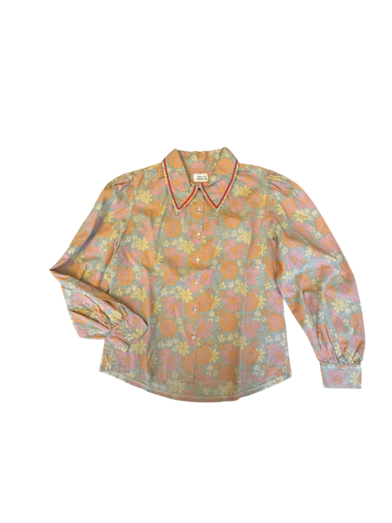 Bluse Pastellfarben mit floralem Muster Gr.14 | Long Live The Queen