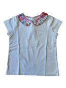 T-Shirt Weiß mit floralem Bubi-Kragen Gr.128 | Jacadi