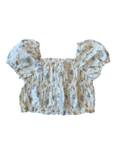 Carmen-Bluse Puffärmel Weiß mit Blumenmuster Gr.152 | ZARA