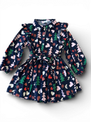 Kleid Dunkelblau mit weihnachtlichem Muster Gr.104/110 | Petit Bateau