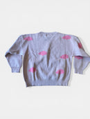 Jaquard-Pullover Puder mit pinken Wölkchen Gr.122/128 | Konges Slövild