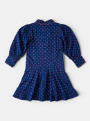 Kleid Midi Dunkelblau mit roten Punkten Gr.110/116 | Little Marc Jacobs
