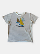 T-Shirt Beige mit hellbraunen Streifen Gr.140 | Bonpoint