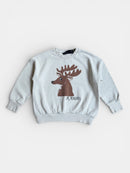 Sweatshirt Hellgrau mit Rentier-Motiv Gr.116 | Mini Rodini
