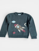 Jaquard-Pullover oliv mit Raketen-Motiv Gr.122 | Wheat