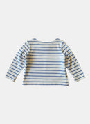 Longsleeve Weiß mit blauen und gelben Streifen Gr.98/104 | Jacadi