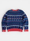 Pullover Blau mit bunten Weihnachtsmotiven Gr.128 | Mini Boden