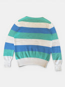 Bunt gestreifter Kaschmir Pullover Türkis, Blau, Weiß Gr.164 | Colombo