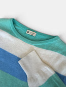Bunt gestreifter Kaschmir Pullover Türkis, Blau, Weiß Gr.164 | Colombo