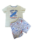 Kinder Schlafanzug Gr. 140 – Skateboard Sommer Set T-Shirt & Shorts – Hellgrün/Grau Gr.134 | Cotton Juice