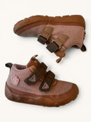Kinder Barfußschuhe – Staubrosa/Braun Übergangsschuhe mit Klettverschluss & Tex-Membran Gr. EU 25 | Affenzahn