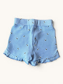 Mädchen Jersey Shorts Gestreift – Hellblaue Sommershorts mit Bienen-Print & Wellensaum Gr.6Y / 116 cm | Joules