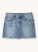 Mädchen Jeansrock – Klassischer Denim Minirock mit ausgefranstem Saum Gr.128 | Calvin Klein Jeans