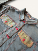 Mädchen Jeansjacke Hellblau mit Wendepailletten-Taschen & Neon-Knöpfen Gr.128 | Billieblush