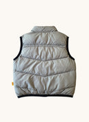 Kinder Wende-Steppweste Dunkelblau & Grau – Beidseitig tragbare Outdoor-Weste mit Teddy-Patch Gr.80/86 | Steiff