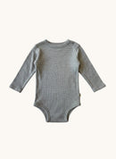 Wickelbody Wolle Seide – Langarm-Body mit Druckknöpfen in Beige Gr.68/74 | Joha