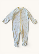Strampler Gelb/Weiß – Kuscheliger Schlafanzug mit Fuß & Allover-Muster Gr. 68 | Petit Bateau