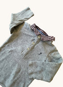 Baby-Hemdbody in Grau-Melange mit Karo-Kragen Gr.74cm / 12M | Jacadi Paris
